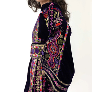 Robe Thobe Arabe Élégante en Lin pour Femme, Légère, Respirante, Modeste, Longueur Cheville, Imprimé Floral, Manches Longues, Coupe Ample - Product Image 3