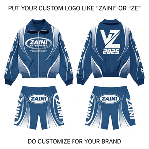 Ensemble coupe-vent court ZAINI ZI-162 en tissu polyester/nylon finition pêche 125 GSM bleu et blanc avec logo personnalisé sérigraphié - Product Image 1