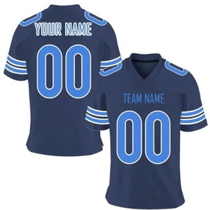 Maillot de football américain personnalisé pour homme, bleu clair, col en V, manches courtes, impression sublimée, respirant, coupe régulière, adulte, sport - Product Image 3