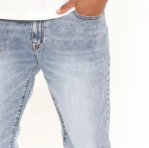 Wholesale Cheap Price Men's Denim <b>Jeans</b> Pure Knitted Cotton Made <b>Button</b> Closure Stacked Design <b>Jean</b> Pant For Male - Product Image 3