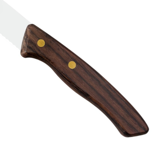 Cuchillos clásicos para carne con hoja dentada, mango de madera marrón oscuro y remaches de latón para restaurante, mesa de comedor, corte de carne - Product Image 5