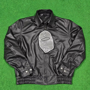 Custom Men's Embroidery Patches High Quality <b>Leather</b> Waterproof Bomber Custom Zipper Classic Street Varsity <b>Real</b> <b>Leather</b> <b>Jacket</b> - Product Image 1