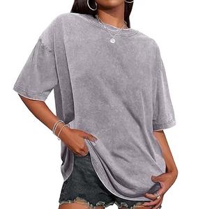 Camisetas Vintage para Mujer al por Mayor, Personalizables, Transpirables, con Logotipo Frontal, Lavado Ácido, Teñido Liso, Algodón Ecológico, Económicas en Venta - Product Image 2