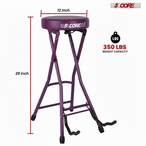 5Core Guitar Stool 3.15" <b>Padded</b> <b>Chair</b> Foldable Heavy Duty Music Seat Built in Foot Rest Guitar Stand - Product Image 4