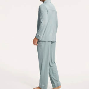 Conjuntos de Pijamas Personalizados con el Nombre de tu Marca para Hombre, Ropa de Dormir de Manga Larga, Pijamas de Jersey Orgánico, Traje de Noche - Product Image 3