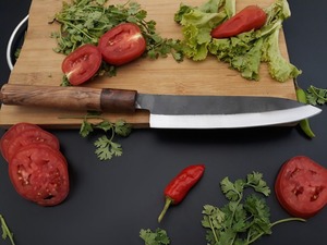 Cuchillo de Chef de Acero al Carbono Forjado a Mano, Hoja de 8-9.9 Pulgadas, Acabado Satinado, Estilo Japonés, Mango de Madera, para Mano Derecha - Product Image 6