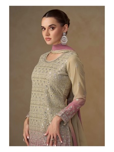Designer Party Wear Bridal Wear Embroidery And Hand Work Georgette <b>Top</b> With Plazzo And Dupatta Fully Stitched Readymade Set - Product Image 6