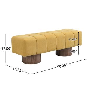 Panca imbottita in ciniglia gialla per sala da pranzo, nessun montaggio richiesto, panca ottomana per ingresso, camera da letto, arredamento per interni - Product Image 3