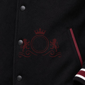 Chaqueta Letterman Negra y Roja de Primera Calidad, Diseño de Rayas en Contraste, Tela Suave, Estilo Casual - Product Image 4