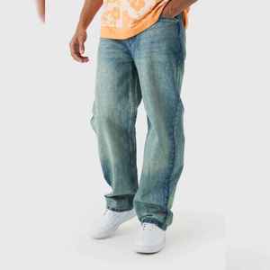 Manufacturer Direct Men's Wholesale Breathable Casual Dark Straight Solid Denim Jeans Embroidery for Summer Autumn Winter - Product Image 3