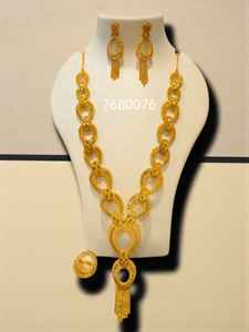 AWAIS HOUSE Nouvelle Collection Style Hip Hop Plaqué Or Laiton Ensemble Collier et Bracelet Femme Mariage Fête Diamant Massif Infini - Product Image 5