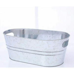Rustic Galvanized Metal Ice Bucket With Jute Rope Wrapped Handles And Base Large Beverage Tub For Wine Beer & Champagne Chilling - Product Image 3