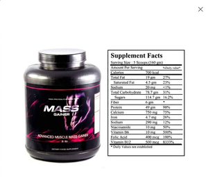 Gainer de masse en poudre blanche pour la croissance musculaire et la gestion de l'énergie chez l'adulte, 5 lb, compléments sportifs sans produits laitiers - Product Image 2