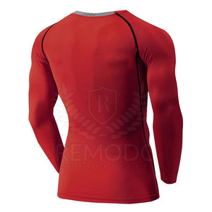 Workout Round Neck <b>Men</b> Full Sleeve <b>Compression</b> <b>Shirt</b> For Running Breathable Polyester Fiber Training Gear OEM Custom Design - Product Image 2