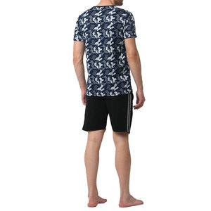 เสื้อยืดคอกลมพร้อมกางเกงขาสั้นเอวยางยืด ชุดลำลองสำหรับผู้ชาย บริการ OEM ดีไซน์สีตัดต่อ ชุดเซ็ตฤดูร้อนเท่ๆ สำหรับผู้ชาย - Product Image 4