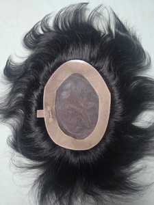 Toupee de Cabello Remy Indio Liso, 130% de Densidad, Base de Encaje Mono, Parte Central, Nudos Invisibles, Textura de 8mm - Product Image 6