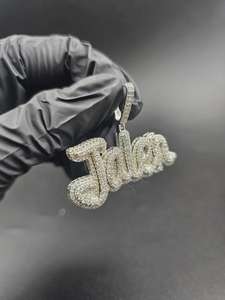 จี้เพชรโมอิสซาไนต์ VVS แบบกำหนดเอง จี้ตัวอักษรชื่อ จี้ตัวอักษรย่อ จี้เงินแท้ 925 สำหรับเป็นของขวัญ - Product Image 2