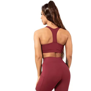 Women Solid Black Seamless Scoop Neck Racerback Sports <b>Bra</b> High Support Yoga Fitness Wear Breathable Quick Dry Four Way <b>Stretch</b> - Product Image 5