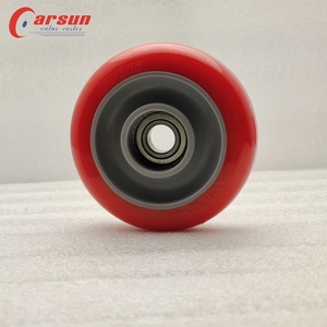 CARSUN 100x32mm Roue moyenne PU 4 pouces roue en polyuréthane rouge avec roulements et couvercles en plastique