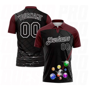 Camiseta de Billar Personalizada en Negro, Marrón y Blanco, Ropa Deportiva de Sublimación Premium, Logotipo Personalizado, Nombre del Equipo - Product Image 1