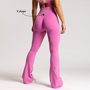 Leggings de yoga personalizados de secado rápido para mujer, de pierna ancha, ropa deportiva, levantamiento de glúteos, moldeadores, cintura elástica, patrón liso, talla grande para chicas altas - Product Image 2