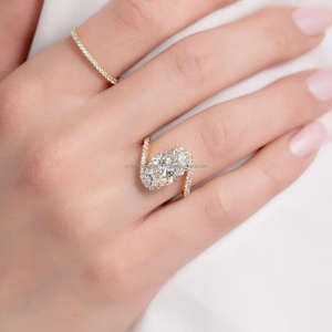 IGI/GIA Lab Grown Cut Diamond Vintage 14K Anillo de boda/compromiso amarillo Unisex Oro blanco fino para fiesta de aniversario-Worthy - Product Image 1