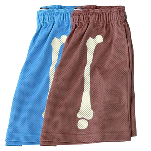 Men's Red Bone Print Shorts <b>Elastic</b> Waist Breathable Casual Style Shorts Mesh Fabric Oxford Fabric Casual Style Men's Shorts - Product Image 6