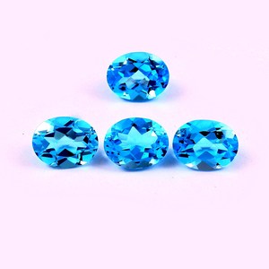 Lot en gros de 5x7 mm de topaze bleue suisse naturelle, taille ovale, facettée, calibrée, pierres précieuses en vrac pour la fabrication de bijoux - Product Image 1