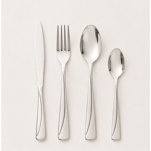 Ensemble de couverts en acier inoxydable poli miroir, design moderne avec poignée à motif goutte d'eau et ligne gravée pour la cuisine et la maison - Product Image 5