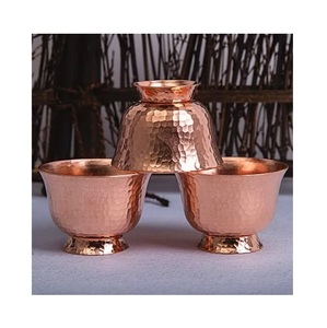 Handmade <b>Copper</b> Tea <b>Cups</b> Ice cream <b>cups</b> Traditional Chinese Style Hammered Design Stackable Gift Set - Product Image 1