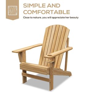 Sedia Adirondack Moderna con Portabicchieri in Legno Naturale e Plastica Pieghevole per Uso Esterno - Supporta 150 kg per Patio, Giardino, Balcone, Spiaggia - Product Image 4