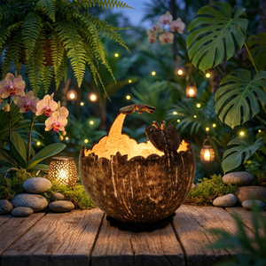 Portavelas de Estilo Vintage de Cáscara de Coco, Linterna de Bambú Natural para Festivales, Pascua, Navidad, Acción de Gracias - Product Image 6