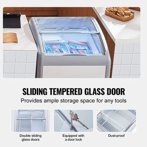 Congelatore orizzontale commerciale da 5,4 piedi cubi con vetrina per gelato e mobiletto per gelato con coperchio in vetro mobile per ristoranti - Product Image 4