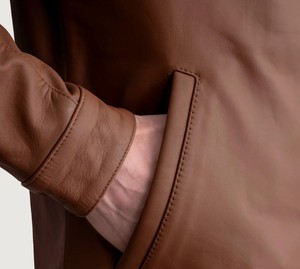 Vestes en cuir décontractées pour hommes, nouvelle collection, prix abordable, col montant, fermeture éclair sur le devant, couleurs personnalisables, imperméables, écologiques - Product Image 4