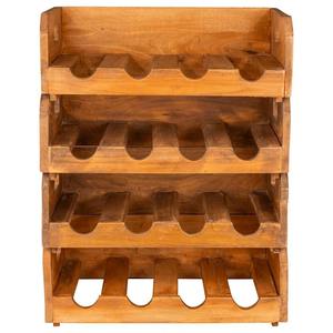 Porte-vin en bois massif fait main pour 16 bouteilles, pour décoration de bar rustique à domicile, grande capacité, 4 niveaux, rangement pour vin en bois - Product Image 1