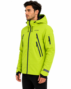 Veste à capuche en polaire douce écologique pour homme Livster, vert néon, imperméable, coupe-vent, sportive, manches longues, pour l'hiver - Product Image 2