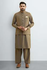 Salwar Kameez Traditionnel pour Hommes avec Gilet en Coton Lavable, Longueur Cheville, Coupe Classique, Tenue de Mariage Style Inde Pakistan - Product Image 3
