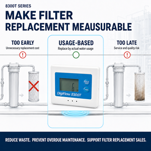 Débitmètre d'eau numérique SAVANT DigiFlow 8300T-22, filetage 3/8"BSP, écran LCD, précision +/-10%, 0,8-15L/min, OEM personnalisable, ABS - Product Image 2