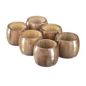 Handcrafted Wooden Napkin Rings Set <b>Rustic</b> Natural <b>Wood</b> Napkin Holders for <b>Dining</b> <b>Table</b> Decor Wedding Party Hotel Use Premium - Product Image 1