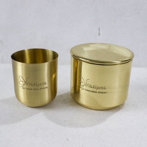 Contenedor de Latón Brillante Personalizado de 16 oz para Velas con Tapa, Nuevos Diseños, Frascos Vacíos Hechos a Mano para Fabricación de Velas, Decoración del Hogar, Lujo - Product Image 4