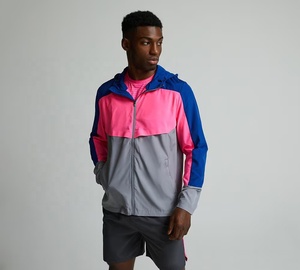 Chaqueta Cortavientos para Hombre, Estilo Blouson, con Bloques de Color, Capucha, Impermeable, Transpirable, Ligera, con Cierre, para Deportes al Aire Libre - Product Image 1