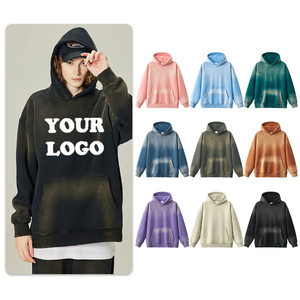 เสื้อฮู้ดดี้ไหมพรมหนานุ่มทรงหลวมสไตล์สตรีทแวร์แบบย้อมสีเอซิดสปริงฟรอนท์ ผลิตตามสั่ง (OEM) สำหรับผู้ชาย - Product Image 5