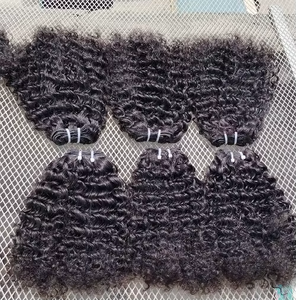 ผมต่อ Genius Remy Indian Temple Hair Extensions ผมอินเดียใต้แบบดิบ หยิกฟู ฟอกสีแล้ว แบบเย็บสองชั้น ซิงเกิลดรอน ผมธรรมชาติ - Product Image 1