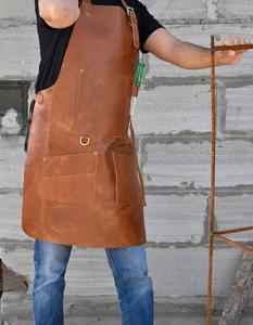 Handcrafted Vintage Leather <b>Apron</b> Heavy Duty Chef Barber & Blacksmith Work <b>Apron</b> with Adjustable Straps Custom Low MOQ - Product Image 4