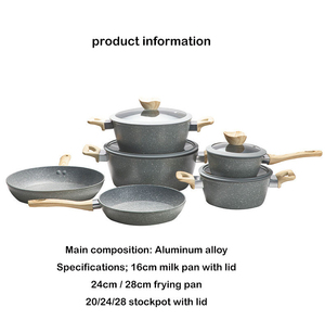 Ensemble de casseroles en céramique antiadhésives modernes de 10 pièces, résistantes au four et au lave-vaisselle, avec poignées en bois et couvercles en verre, pour cuisinières à gaz et à induction - Product Image 4
