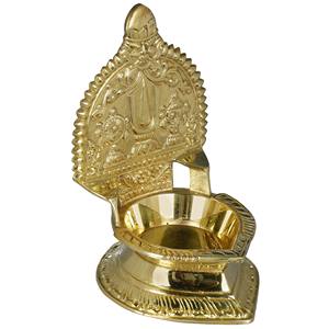 โคมไฟทองเหลืองขนาดใหญ่5นิ้วทำด้วยมือพร้อมสัญลักษณ์ vaishnava ของตกแต่งบ้านที่เป็นเอกลักษณ์จากอินเดียใต้สำหรับเป็นของขวัญผลิตในอินเดีย - Product Image 2