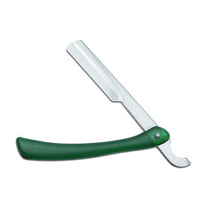 Rasoir droit finition verte, lames en acier à haute teneur en carbone, manche en plastique, design ergonomique, système de lames remplaçables pour usage professionnel des barbiers - Product Image 1