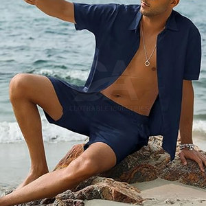Conjunto de Camisa y Pantalones Cortos Hawaianos con Estampado Tropical para Hombre, Atuendo de Verano para Vacaciones, Camisa y Pantalones Cortos de Playa de Algodón Transpirable para Hombre - Product Image 5