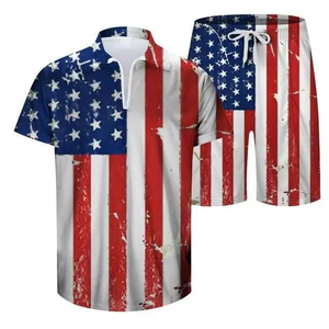 Nuevo Conjunto de Moda Casual para Hombre, Camiseta Polo de Manga Corta y Pantalones Cortos, Conjunto de Verano con Cierre de Solapa - Product Image 1