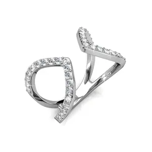 纯银925高级奥地利水晶珠宝极光戒指时尚独特圆形水晶皇冠设计命运珠宝